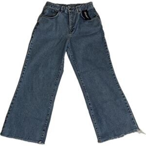 The Ragged Priest Mid rise Wide Leg Raw Frayed Hem Y2K Jeans 26"